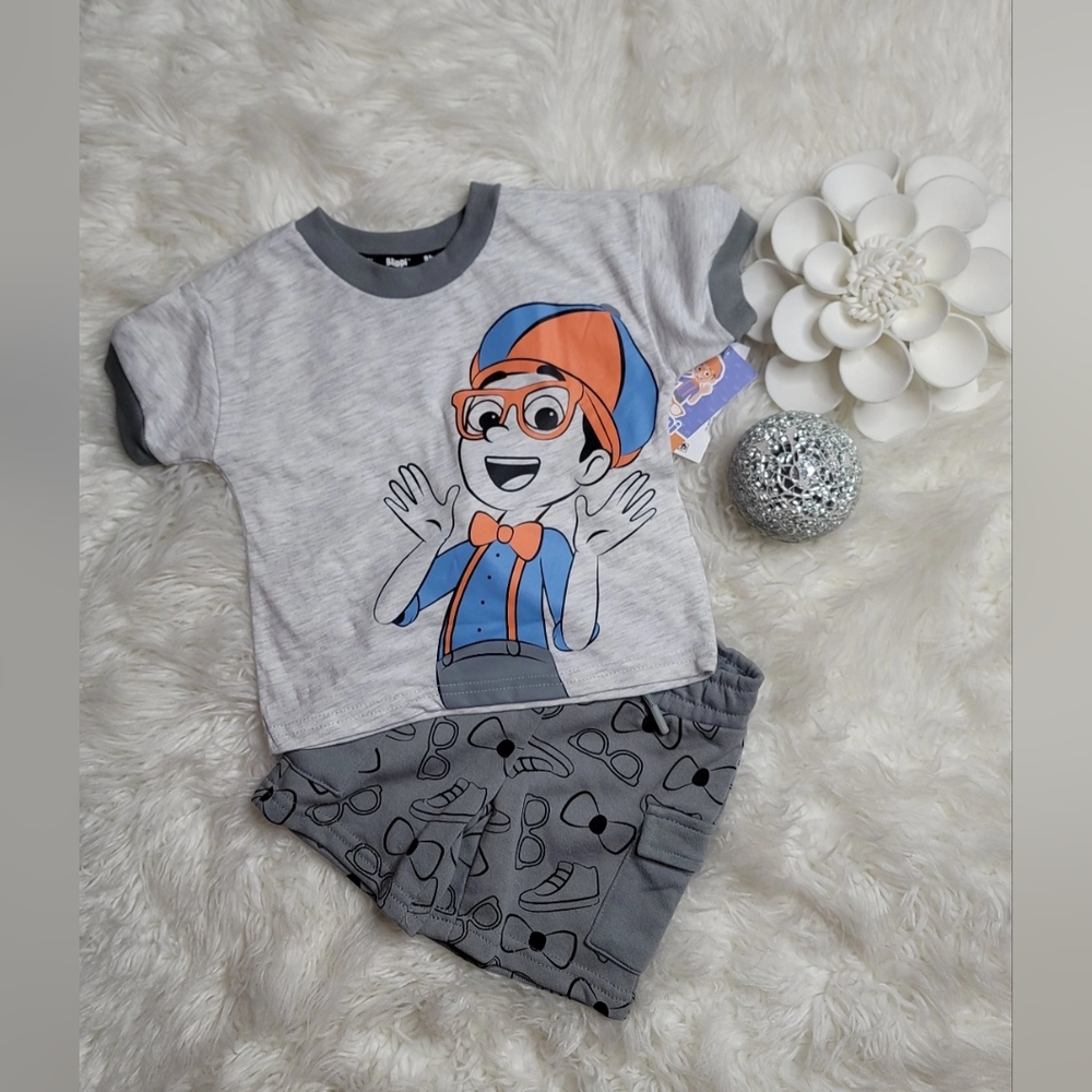 Blippi Toddler Boys Short Sleeve T-Shirt and Shorts Set, 2-Piece